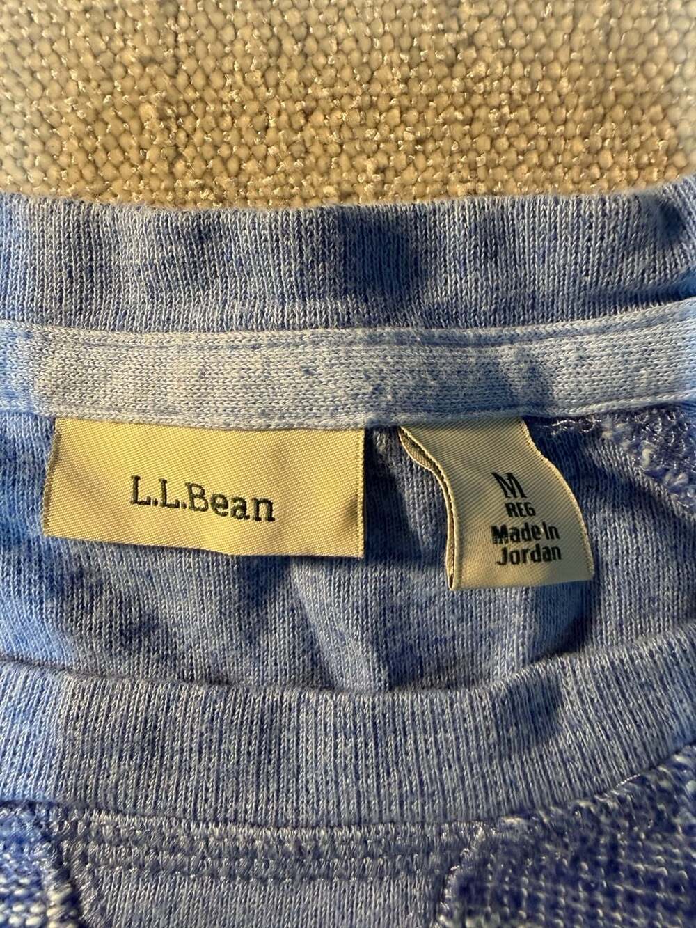 L.L.Bean Blue Space-Dyed Long Sleeve Pullover Shirt Size M - Picture 3 of 6